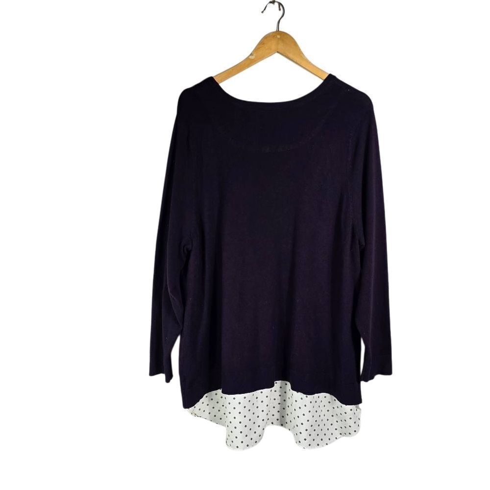 Croft & Barrow Purple Long Sleeve Sweater Top – Polka Dot Hem, Plus Size 2X - Picture 2 of 6